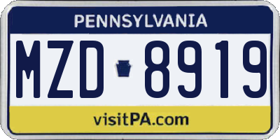 PA license plate MZD8919