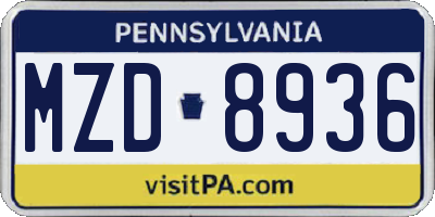 PA license plate MZD8936