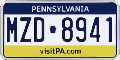 PA license plate MZD8941