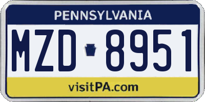 PA license plate MZD8951