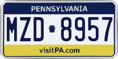 PA license plate MZD8957