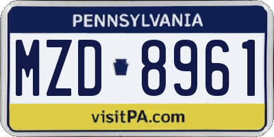 PA license plate MZD8961
