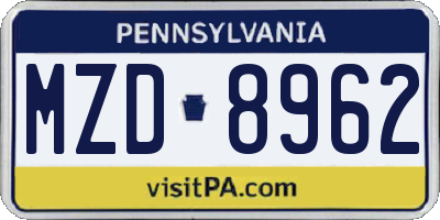 PA license plate MZD8962