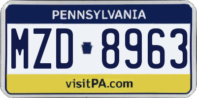 PA license plate MZD8963