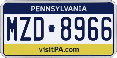 PA license plate MZD8966