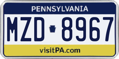 PA license plate MZD8967