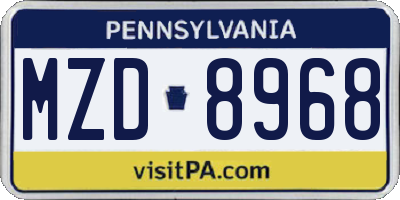 PA license plate MZD8968