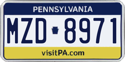 PA license plate MZD8971