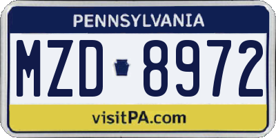 PA license plate MZD8972