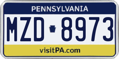 PA license plate MZD8973