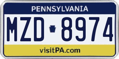 PA license plate MZD8974