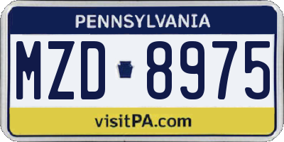 PA license plate MZD8975