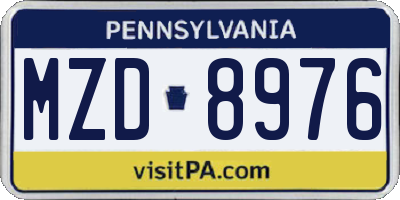 PA license plate MZD8976