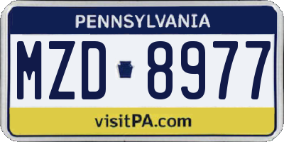 PA license plate MZD8977