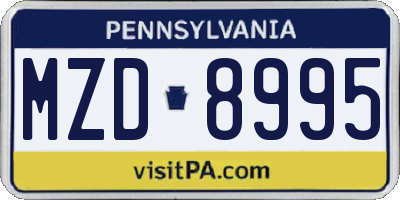 PA license plate MZD8995