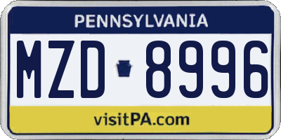 PA license plate MZD8996