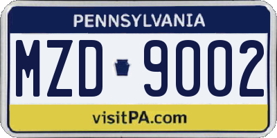 PA license plate MZD9002