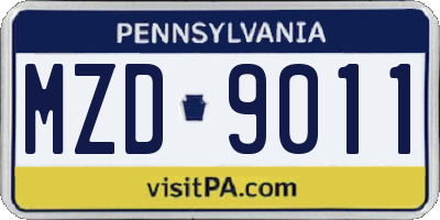 PA license plate MZD9011