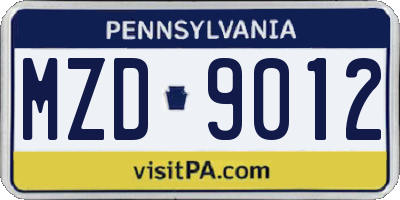 PA license plate MZD9012