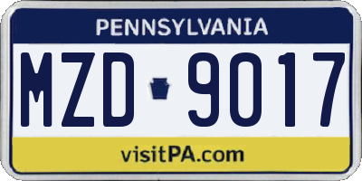 PA license plate MZD9017