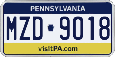 PA license plate MZD9018