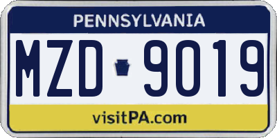 PA license plate MZD9019