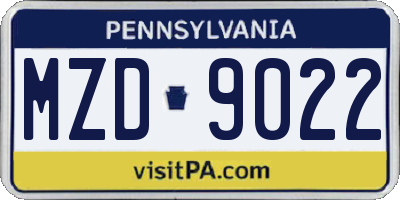 PA license plate MZD9022