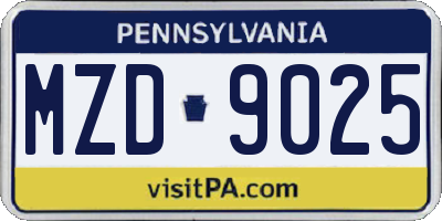 PA license plate MZD9025
