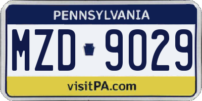 PA license plate MZD9029