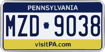 PA license plate MZD9038