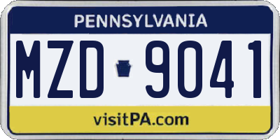 PA license plate MZD9041
