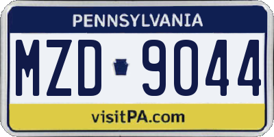 PA license plate MZD9044