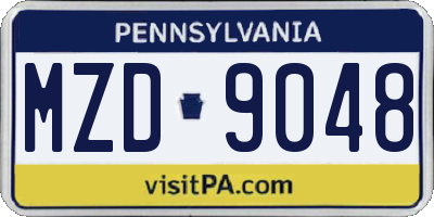 PA license plate MZD9048