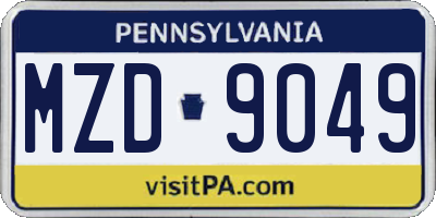PA license plate MZD9049