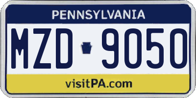 PA license plate MZD9050
