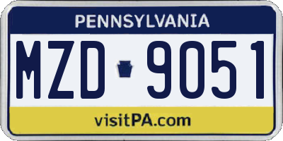 PA license plate MZD9051
