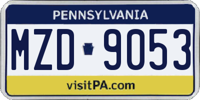 PA license plate MZD9053