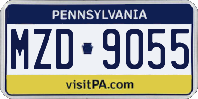 PA license plate MZD9055