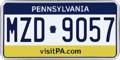 PA license plate MZD9057