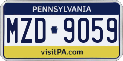 PA license plate MZD9059