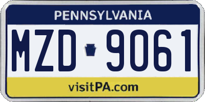 PA license plate MZD9061