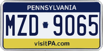 PA license plate MZD9065