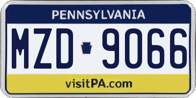 PA license plate MZD9066