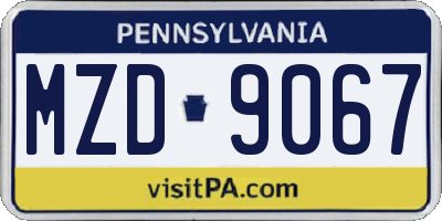 PA license plate MZD9067