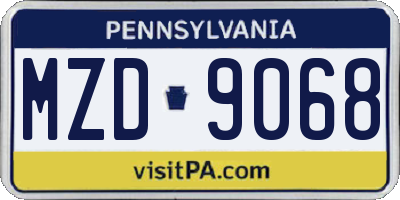 PA license plate MZD9068