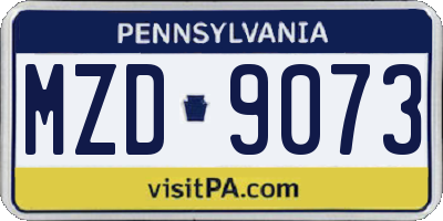 PA license plate MZD9073