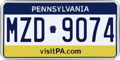 PA license plate MZD9074