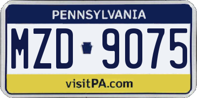 PA license plate MZD9075