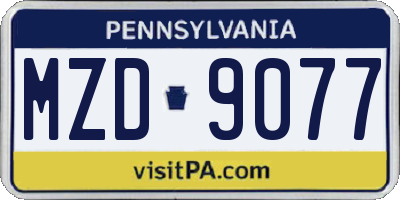 PA license plate MZD9077