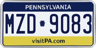 PA license plate MZD9083